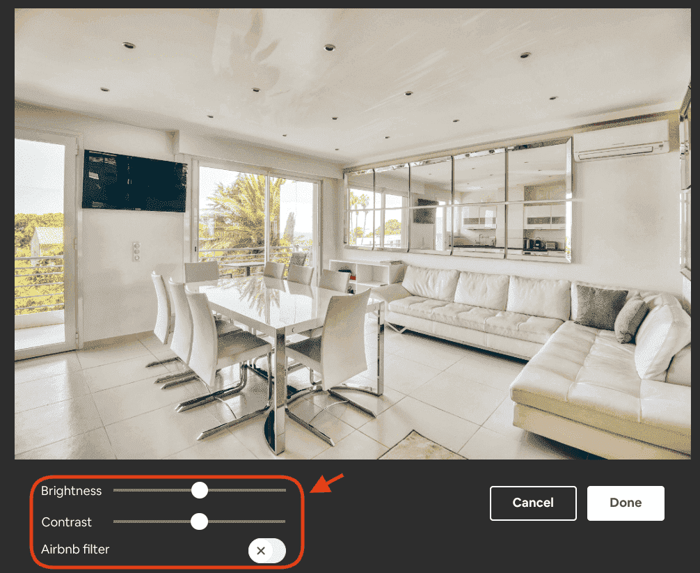 Airbnb Filter Option Under Photo Edit