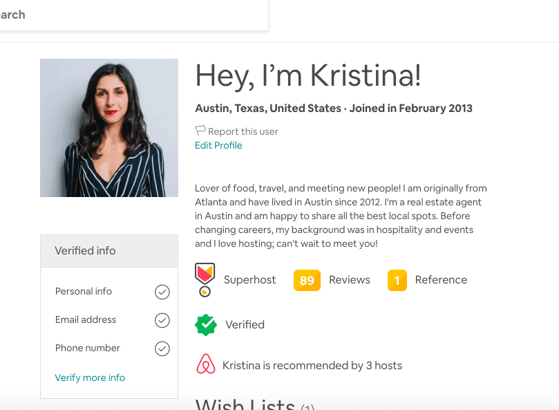 Airbnb Describe Yourself Example -2