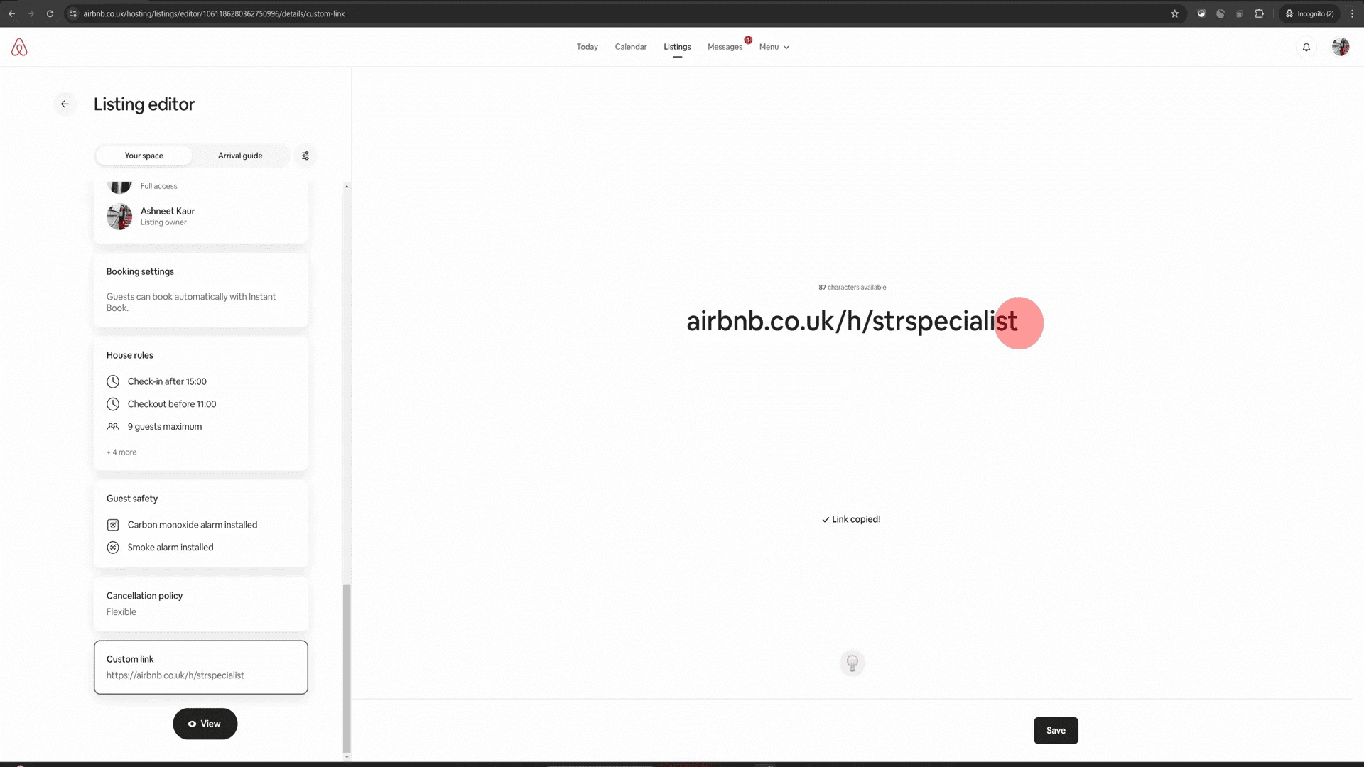 Sharing custom URL