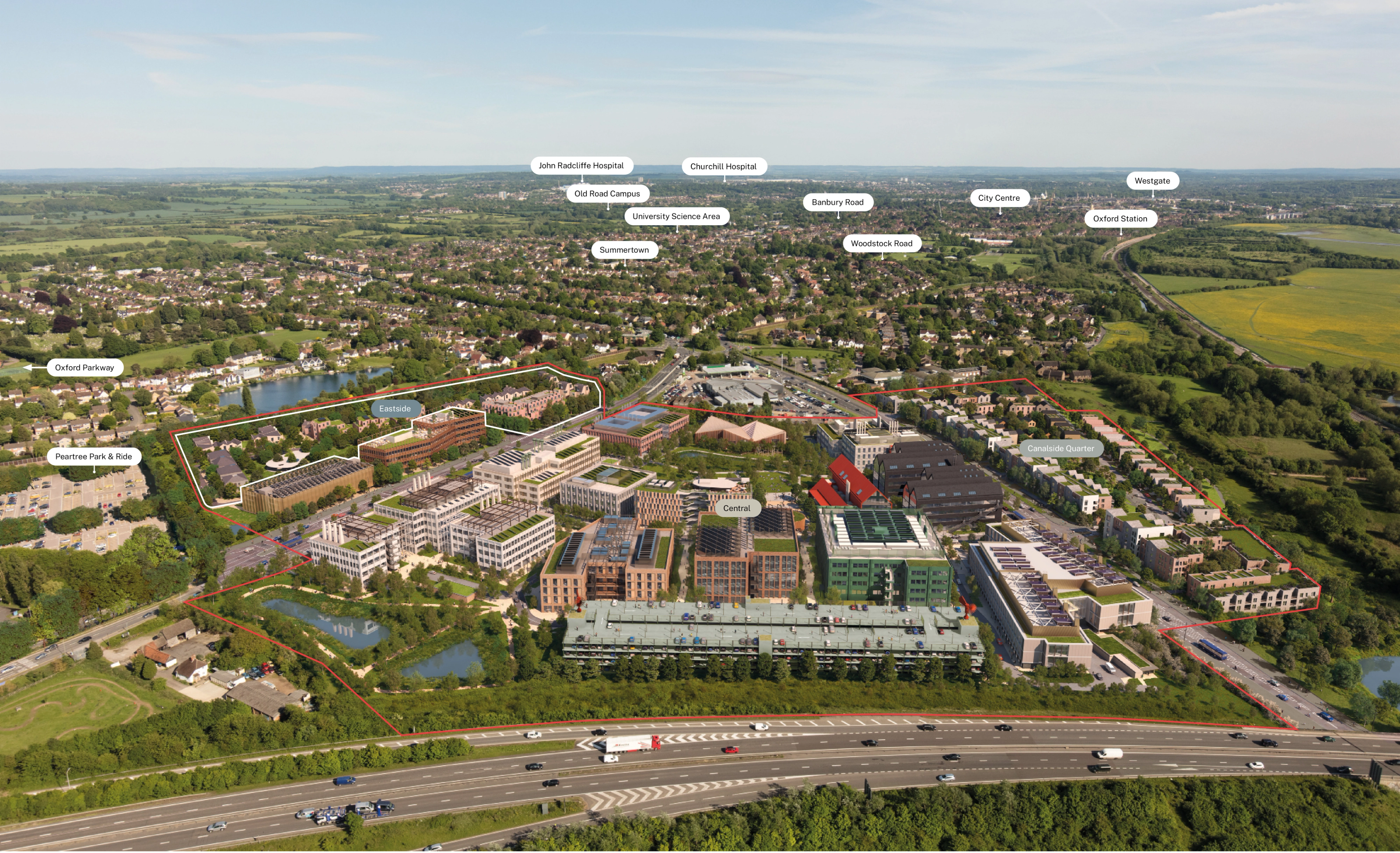 Eastside residential area outlined in white