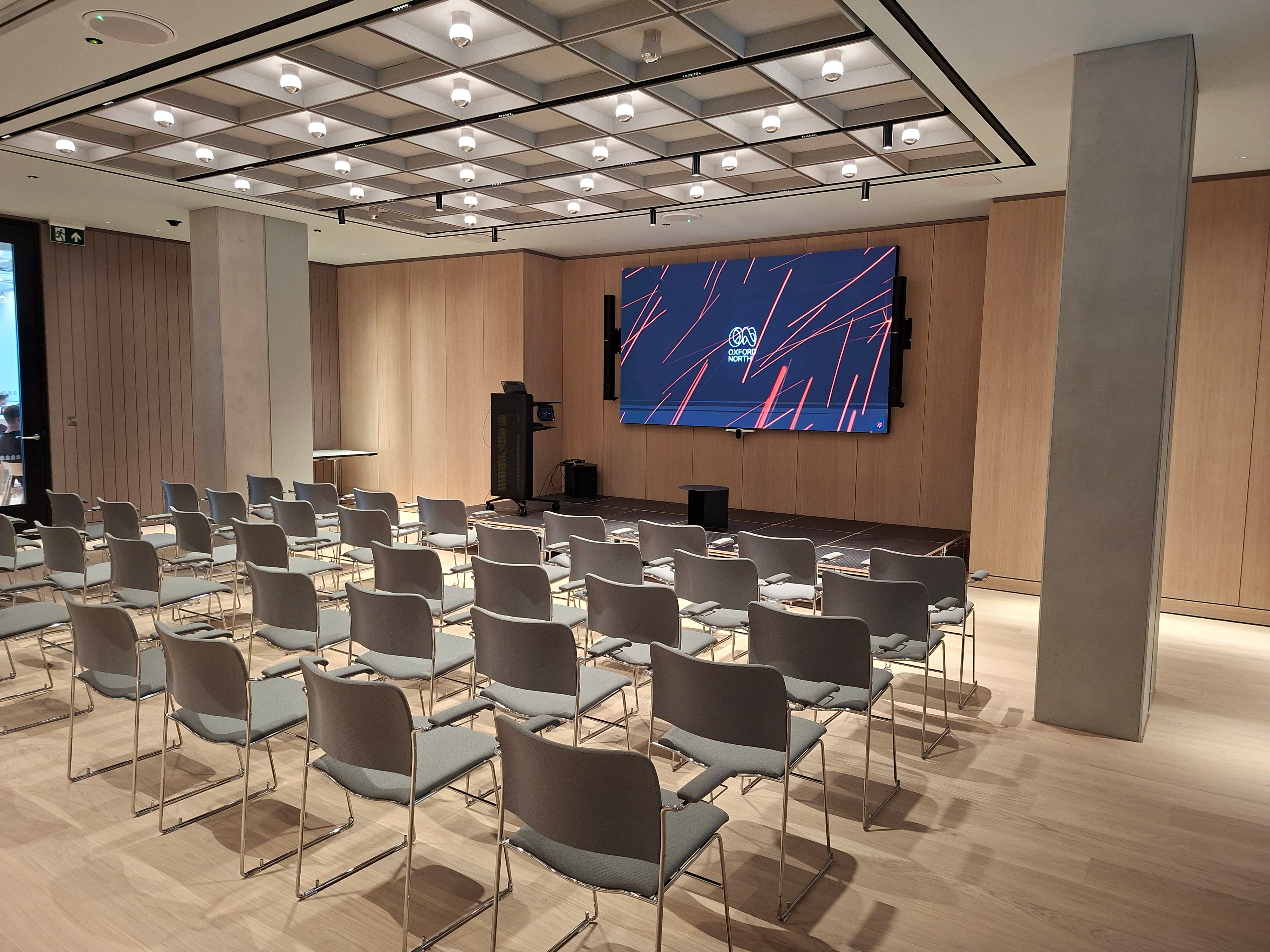 The auditorium at Oxford North, set up with theatre-style seating