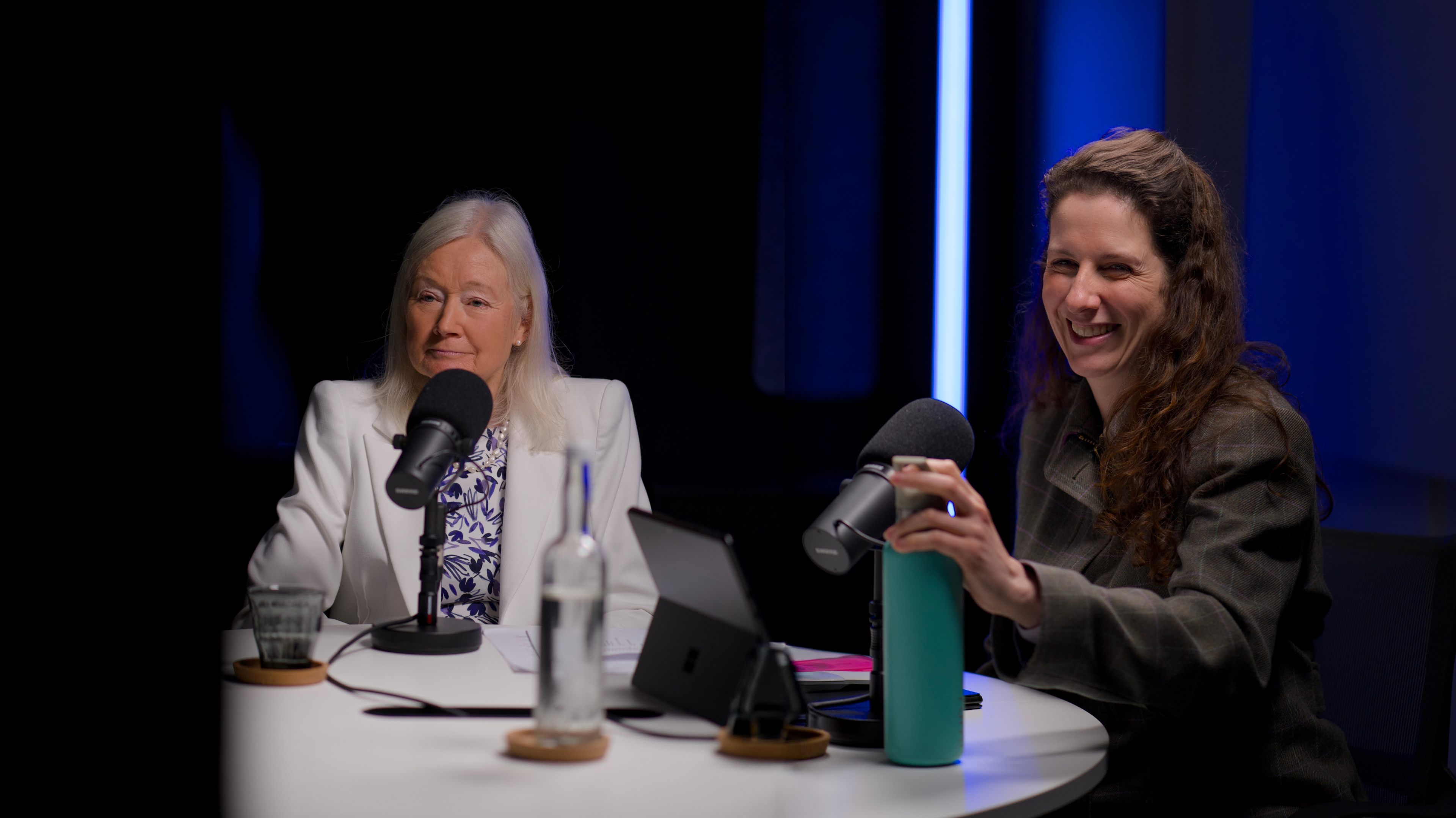 Professor Dame Kay Davies and Victoria Collett recording Oxford+ podcast exploring Oxford North