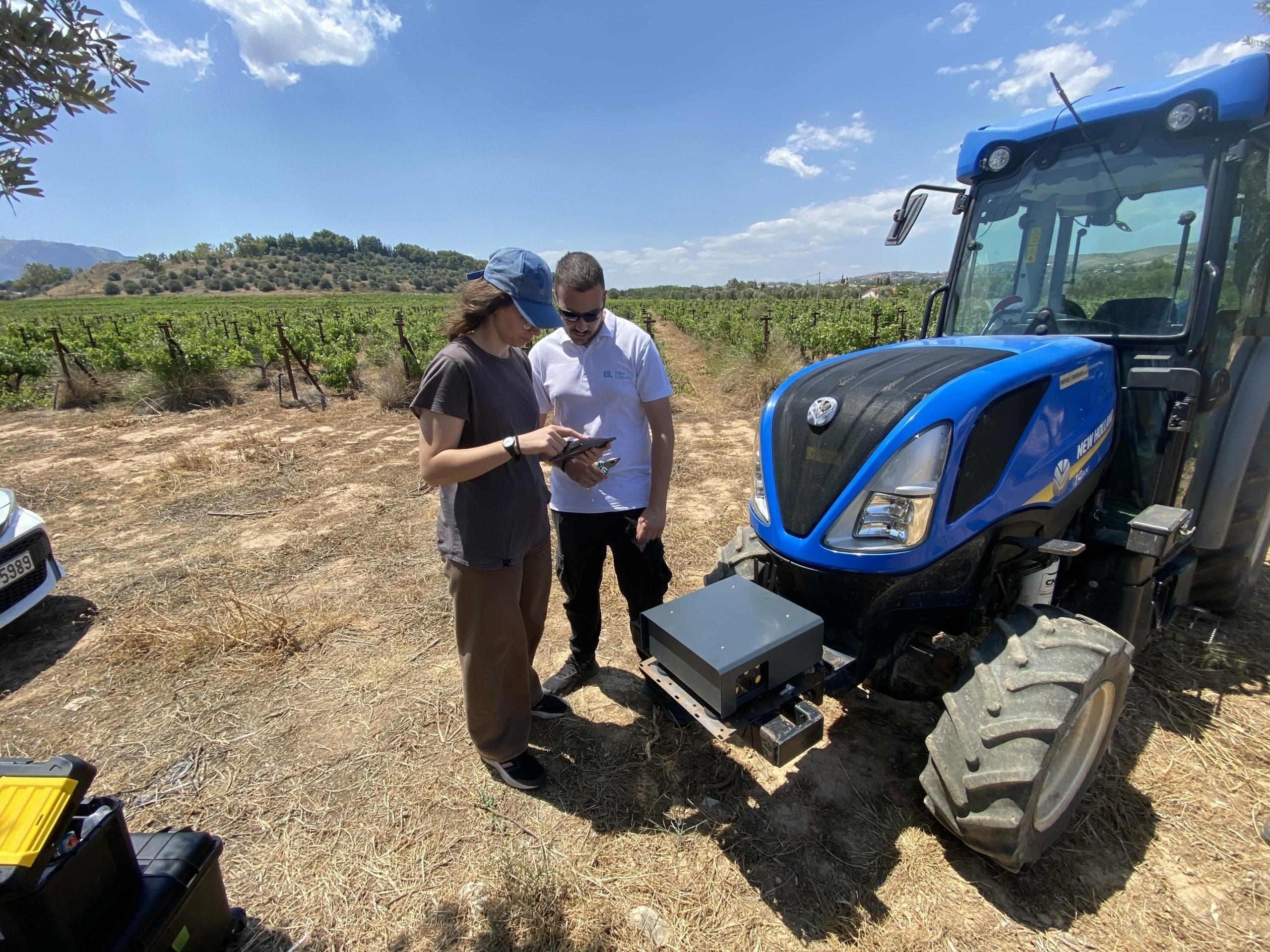 EdenCore field team working with Viewer in a vineyard