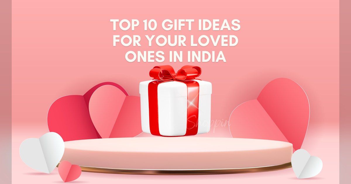 Gift box on a pink stage under a Top 10 Gift Ideas headline