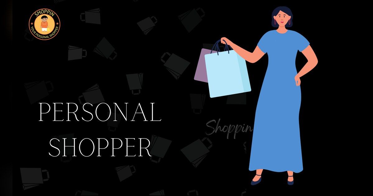 Illustration of a personal shopper holding shopping bags
