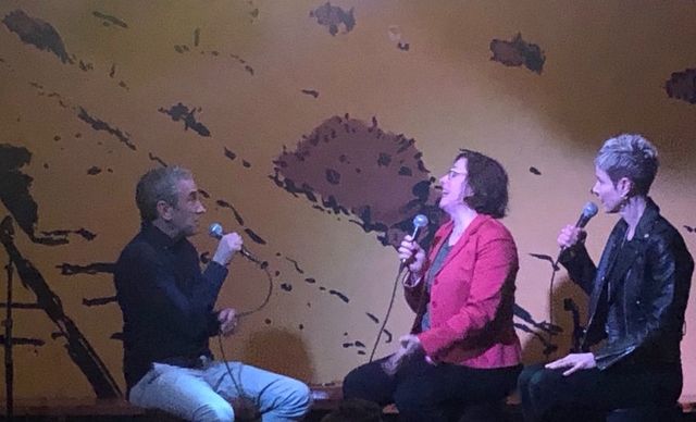 One of my public-intellectual heroes, Douglas Rushkoff (left), interviewed me (center) on an episode of his podcast. I'm on Team Human!