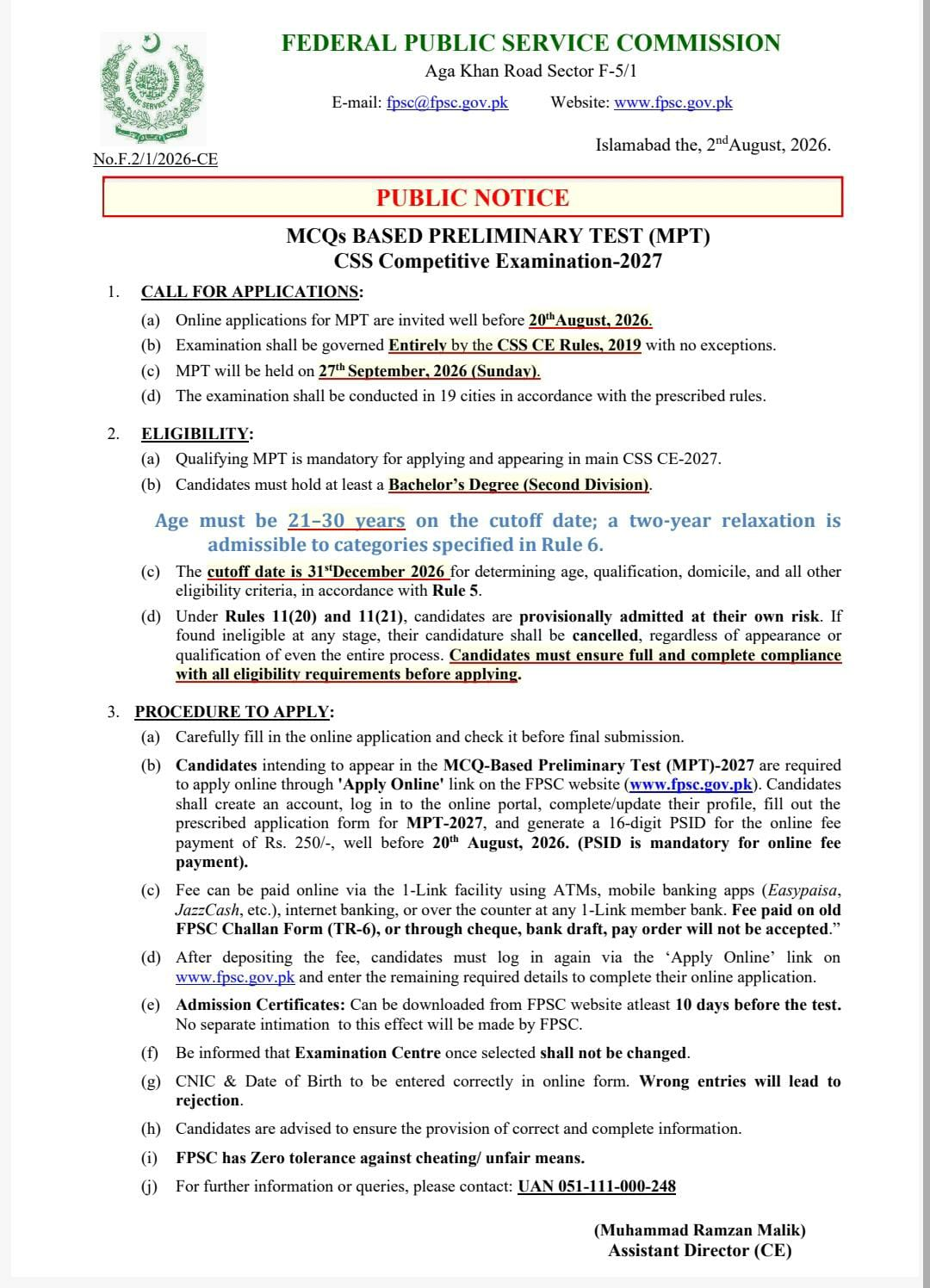 CSS MPT 2027 Registration Guide