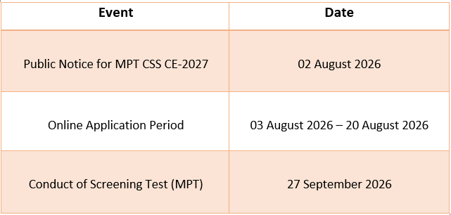 public notice for CSS Exam