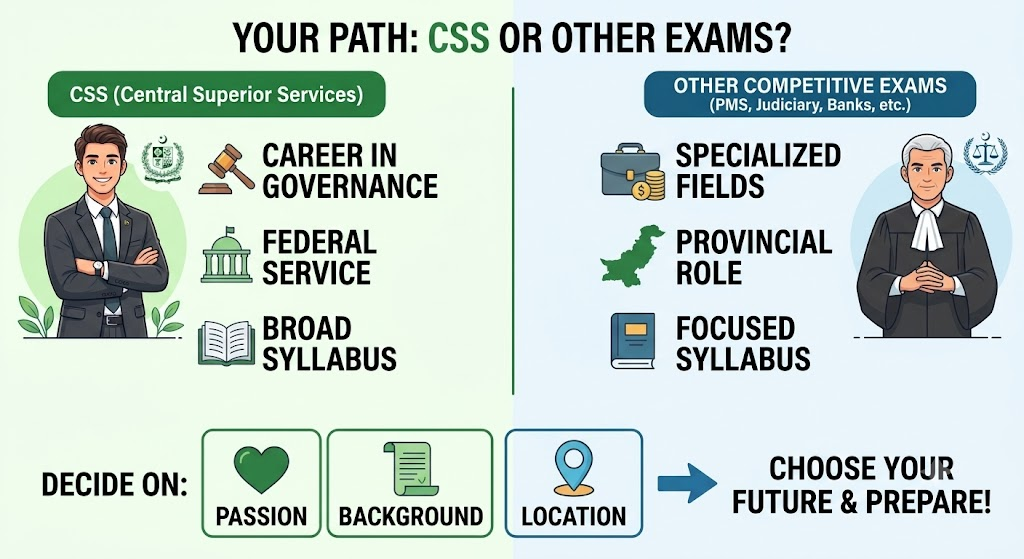 A comparison of the key aspects of the CSS and PMS competitive exams in Pakistan