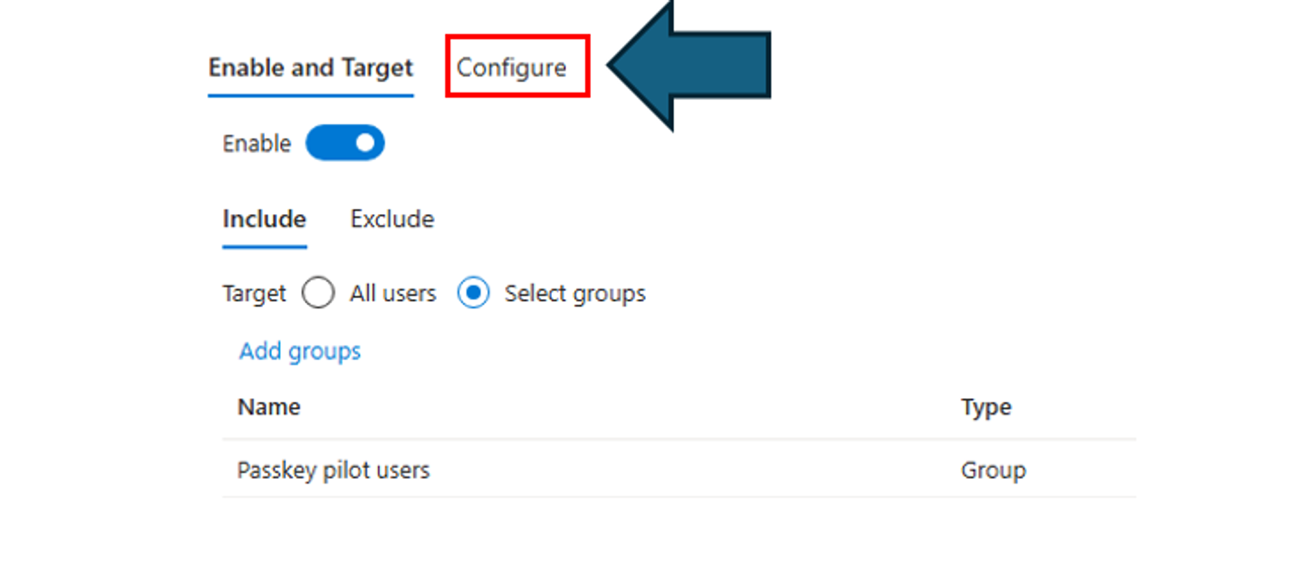 Configure options menu