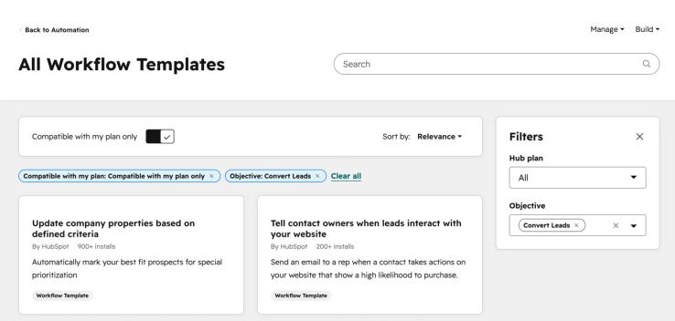 HubSpot Recommended Workflows