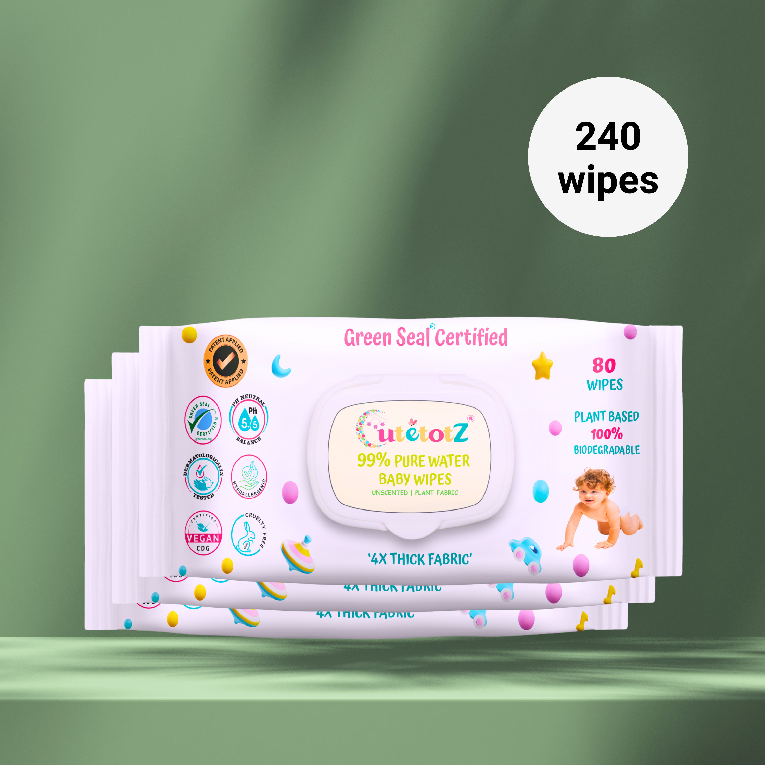 CutetotZ Baby Wipes - 240 Wipes