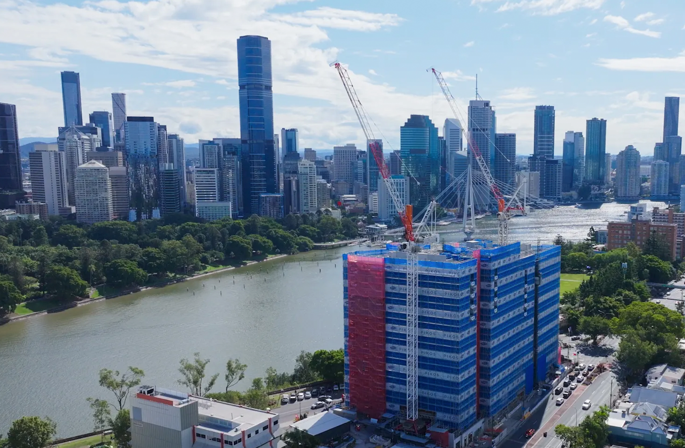 Inner-city clifftop skyscraper trio reach construction milestone