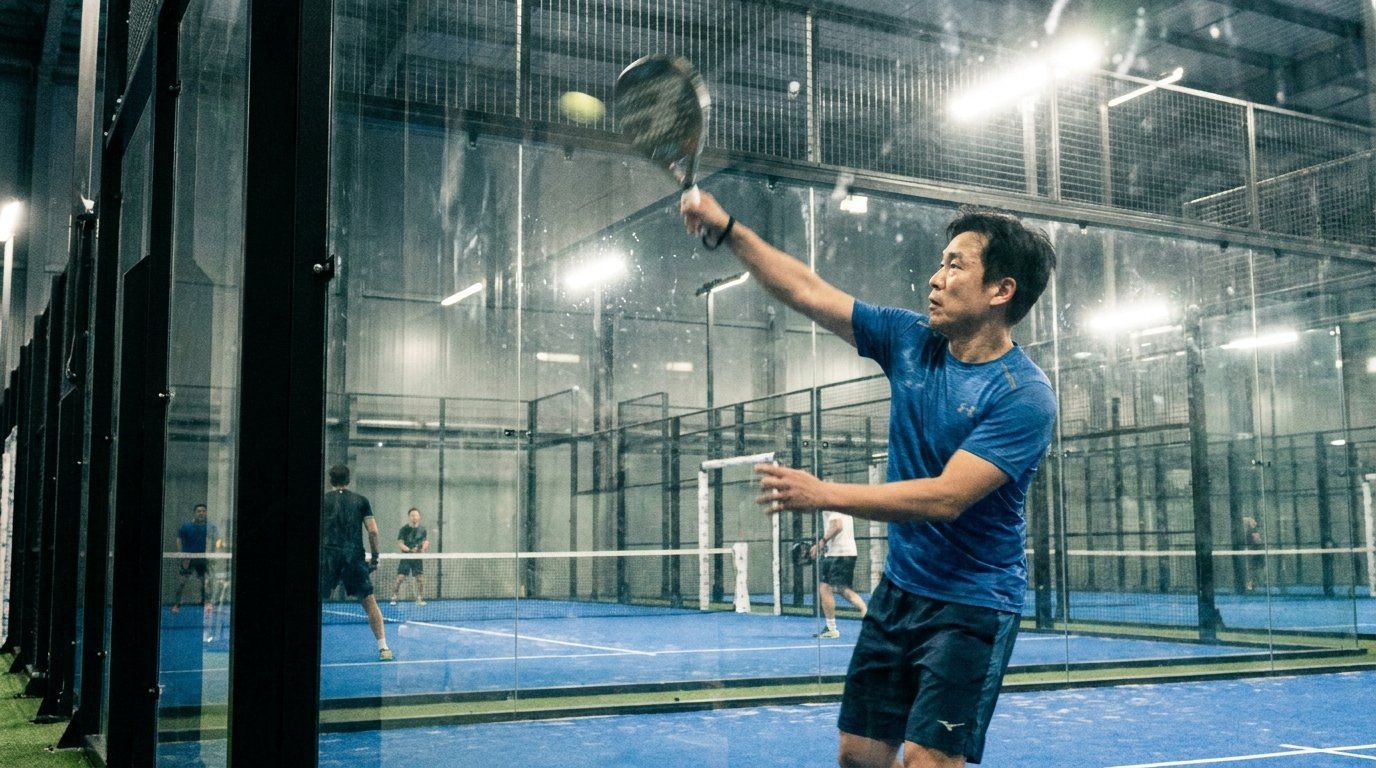 padel player overhead smash