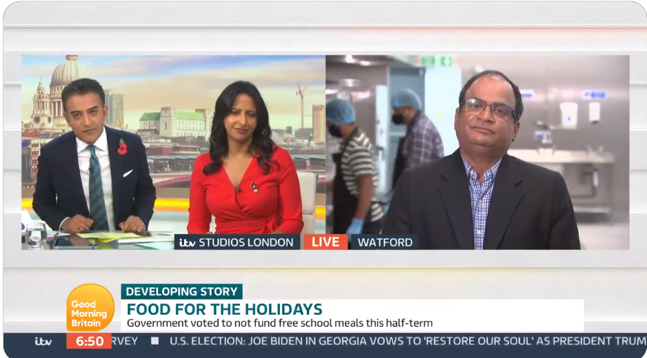 Interview on Good Morning Britain with Bhawani Singh Shekhawat at GMSP Akshaya Patra Kitchen