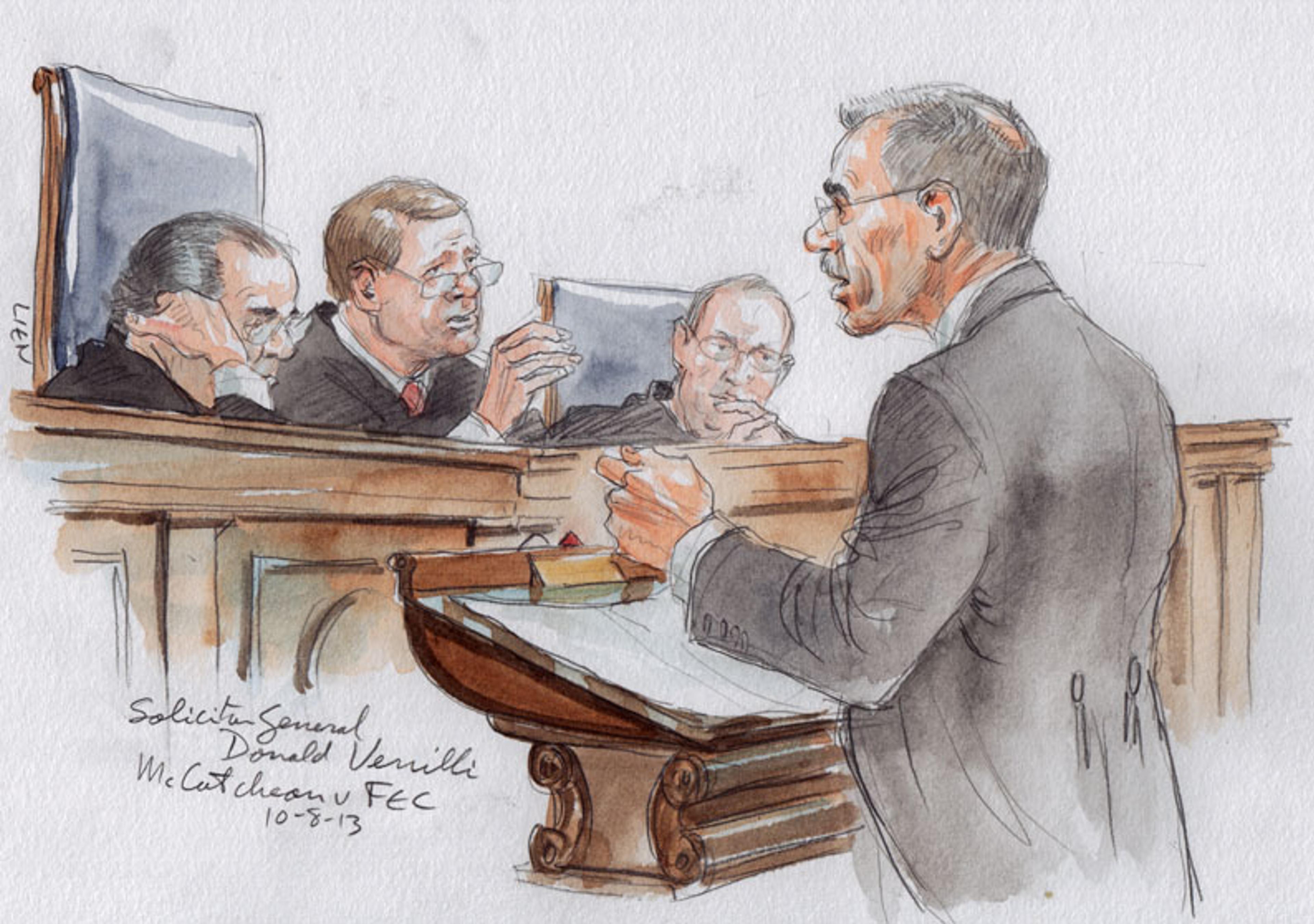 Solicitor General Donald Verrilli arguing (Art Lien)
