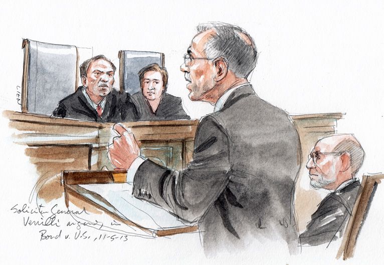 Solicitor General Donald Verrilli arguing (Art Lien)