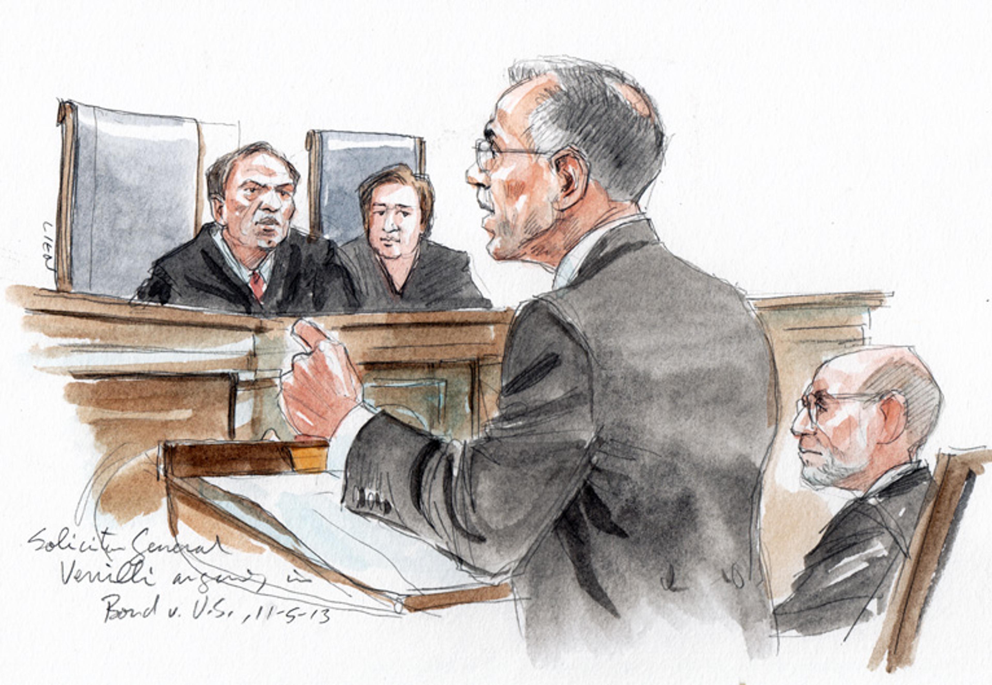 Solicitor General Donald Verrilli arguing (Art Lien)