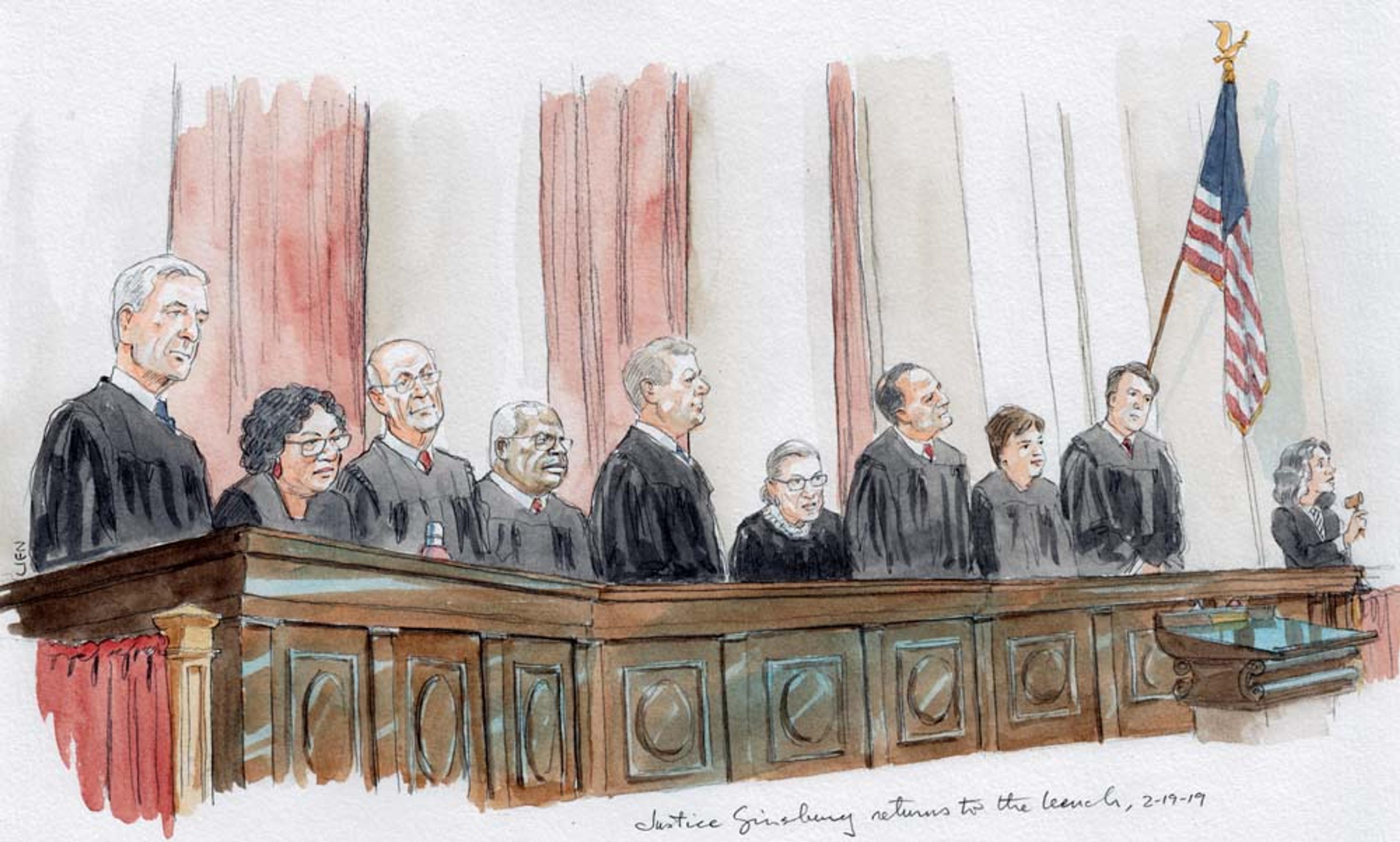 Justice Ginsburg back on the bench