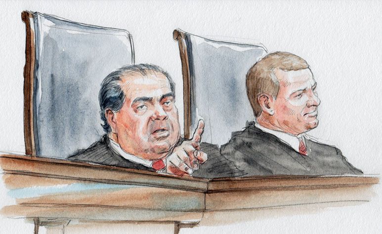 Justice Scalia at oral argument (Art Lien)