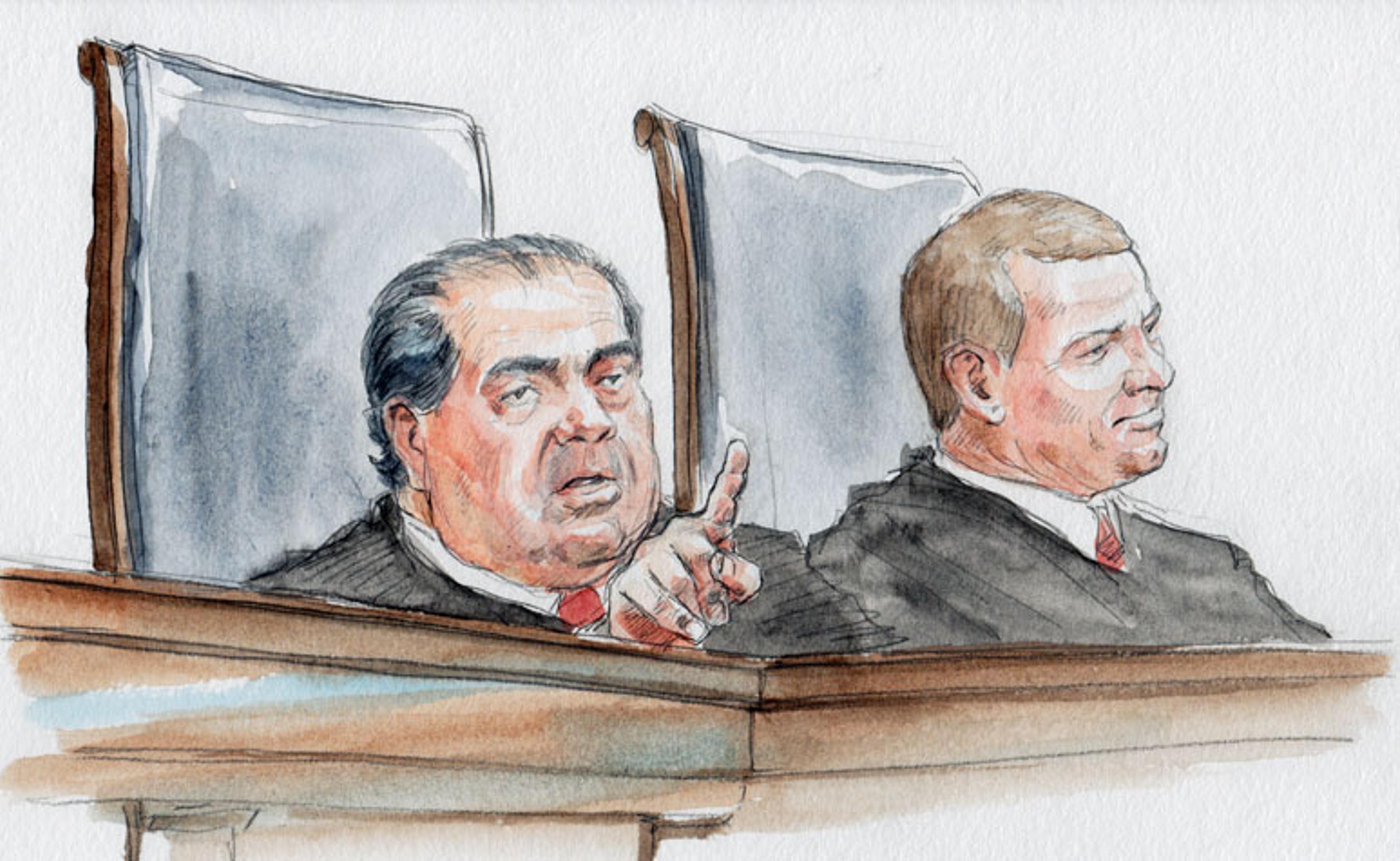 Justice Scalia at oral argument (Art Lien)