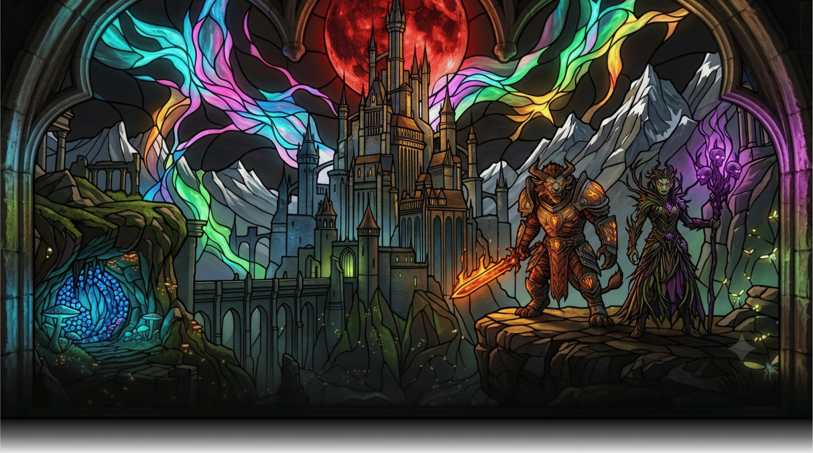 Dark fantasy battlefield at dusk