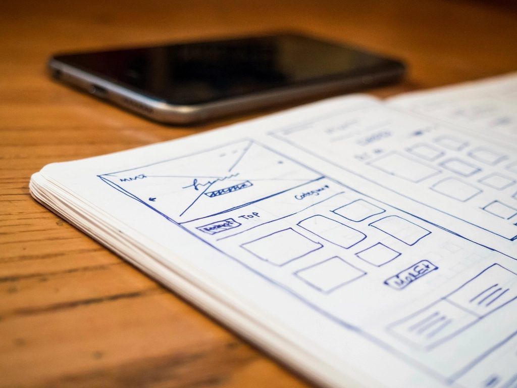 Wireframe sketches for a web application