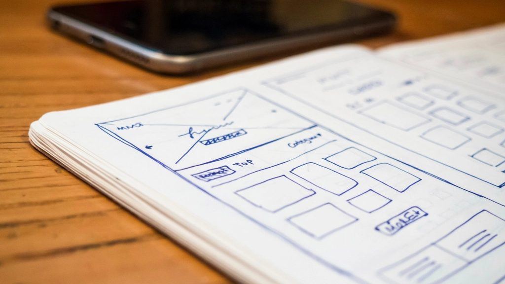 Wireframe sketches for a web application