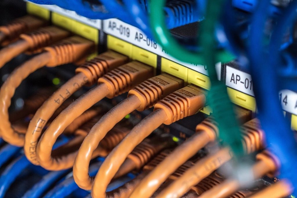 Network cables in a patch panel