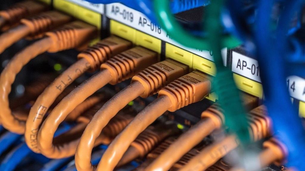 Network cables in a patch panel