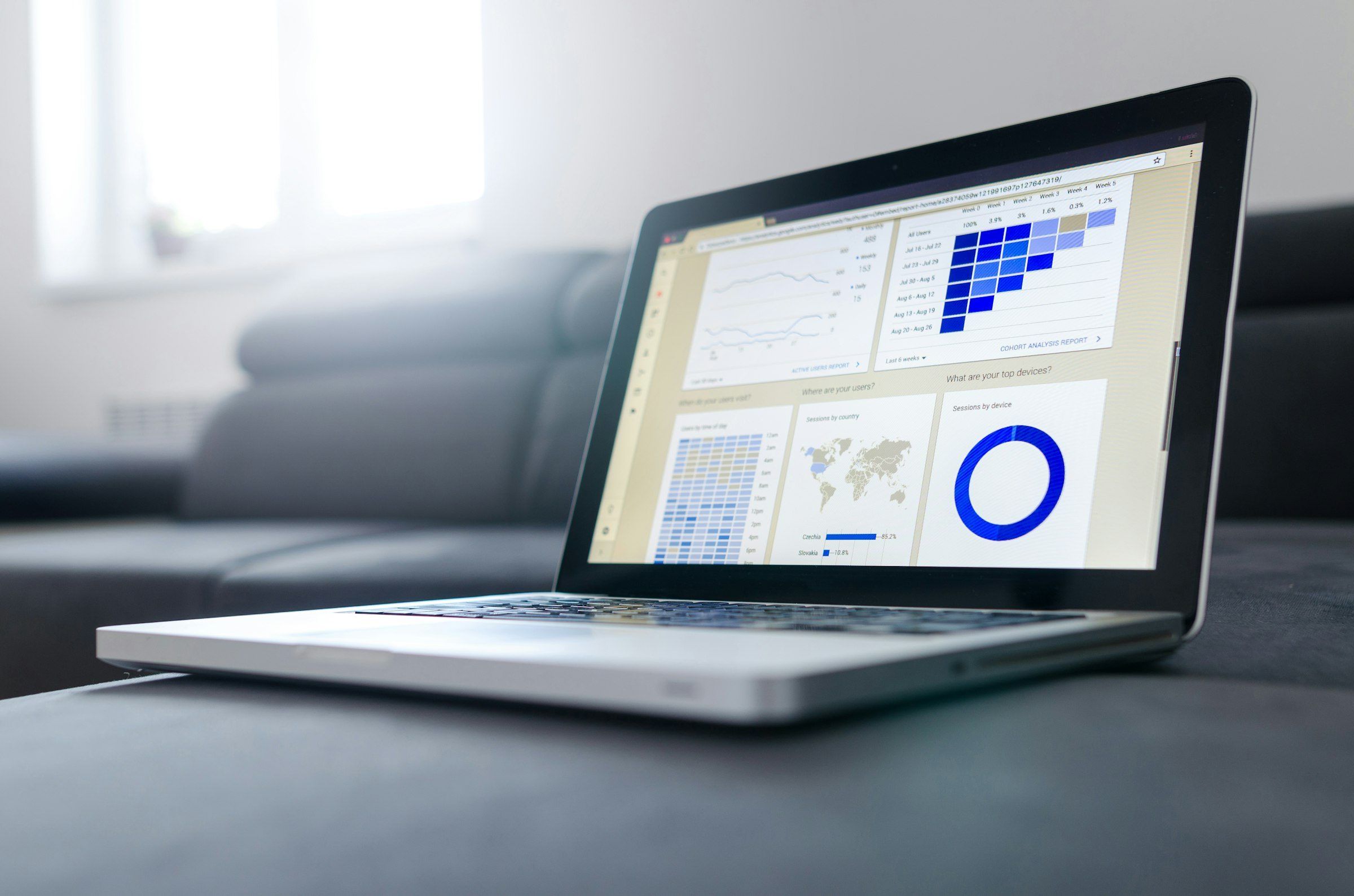 A laptop showing a monitoring dashboard