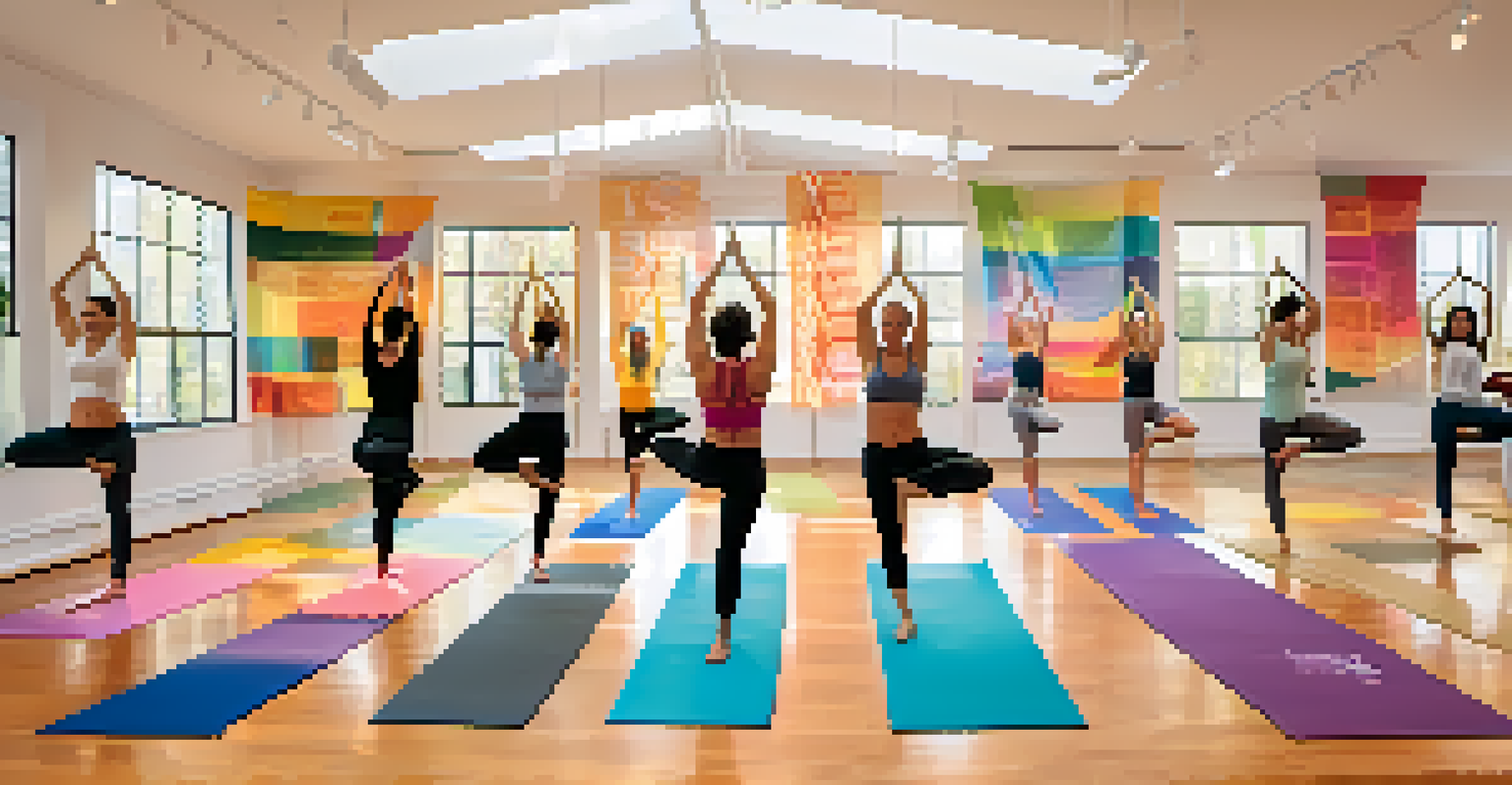 Team members engaging in partner yoga poses in a bright studio, showcasing energy and support in a collaborative environment.