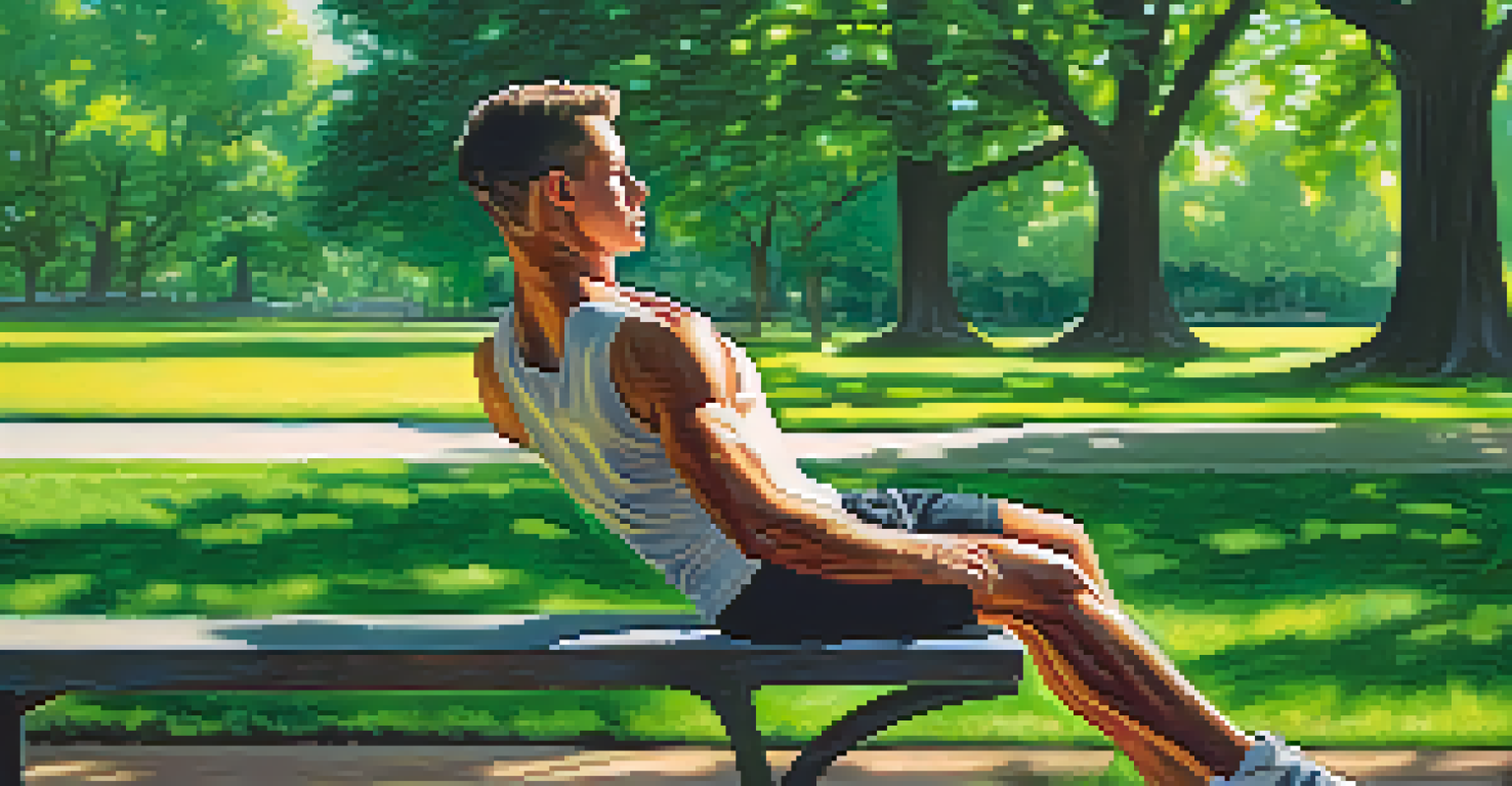 A male performing Chair Pose in a green park, showcasing his strength and concentration.