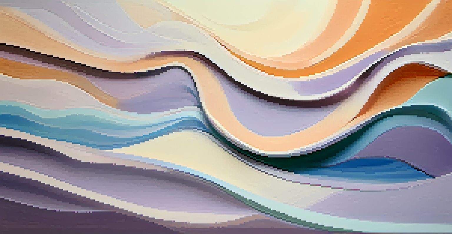 An abstract representation of creativity through flowing shapes and pastel colors, inspired by Vinyasa yoga.