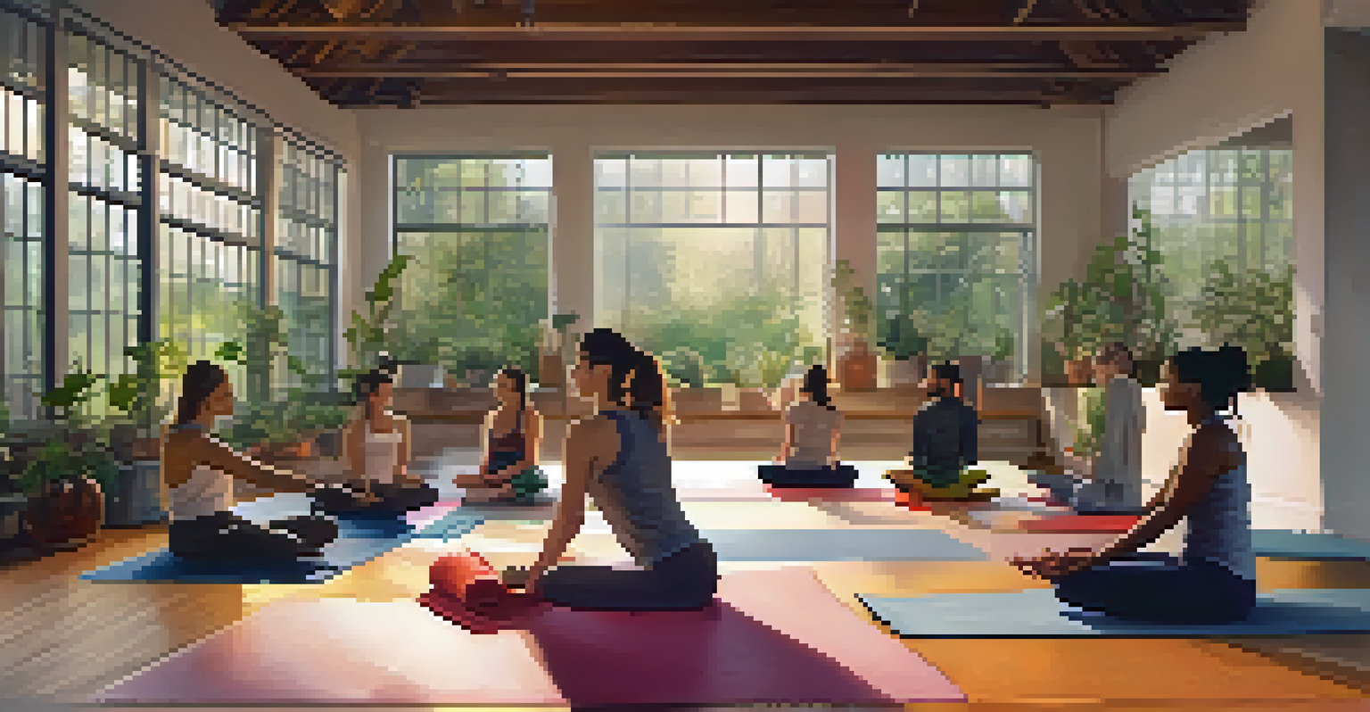 Athletes in a restorative yoga session indoors, using props to relax in a cozy and peaceful environment.