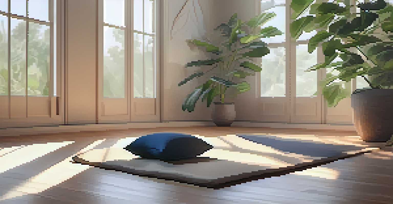 A cozy corner for Yoga Nidra practice, with a mat, pillows, and soft lighting.