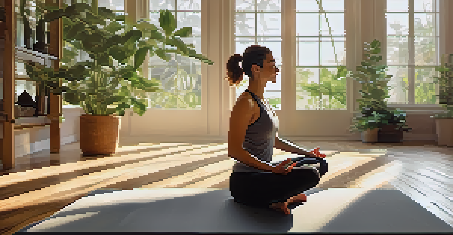 A woman practicing Hatha yoga in a peaceful studio filled with plants and soft morning light.