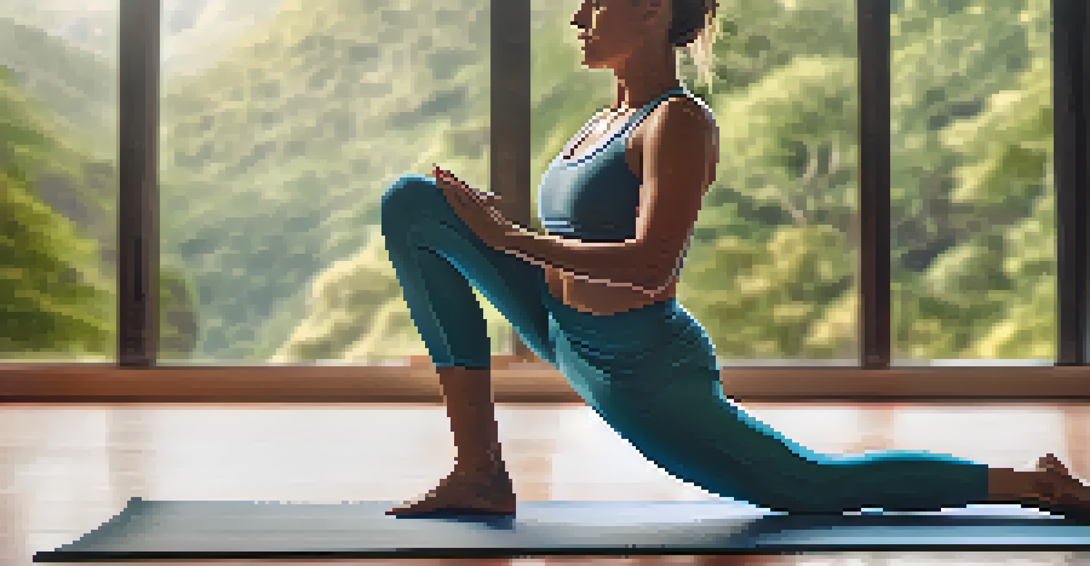 A close-up of an individual in a warrior pose, highlighting strength and mindfulness against a nature backdrop.