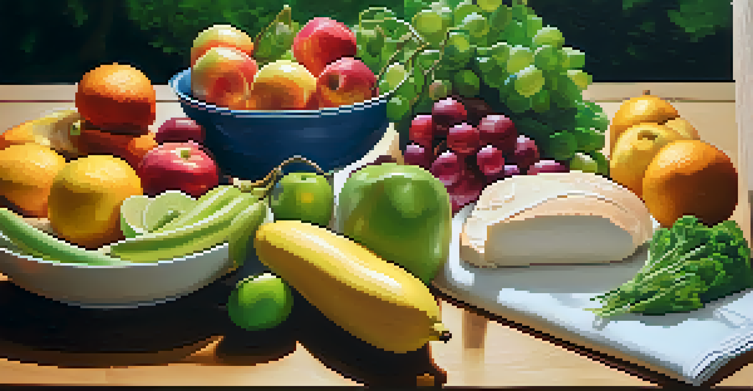 A close-up of a colorful healthy meal with fruits and vegetables, with a yoga mat in the background.