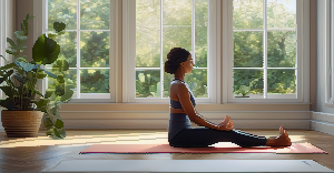 Two individuals practicing partner yoga in a serene indoor setting, transitioning into a double downward dog pose with natural light filtering through a window.