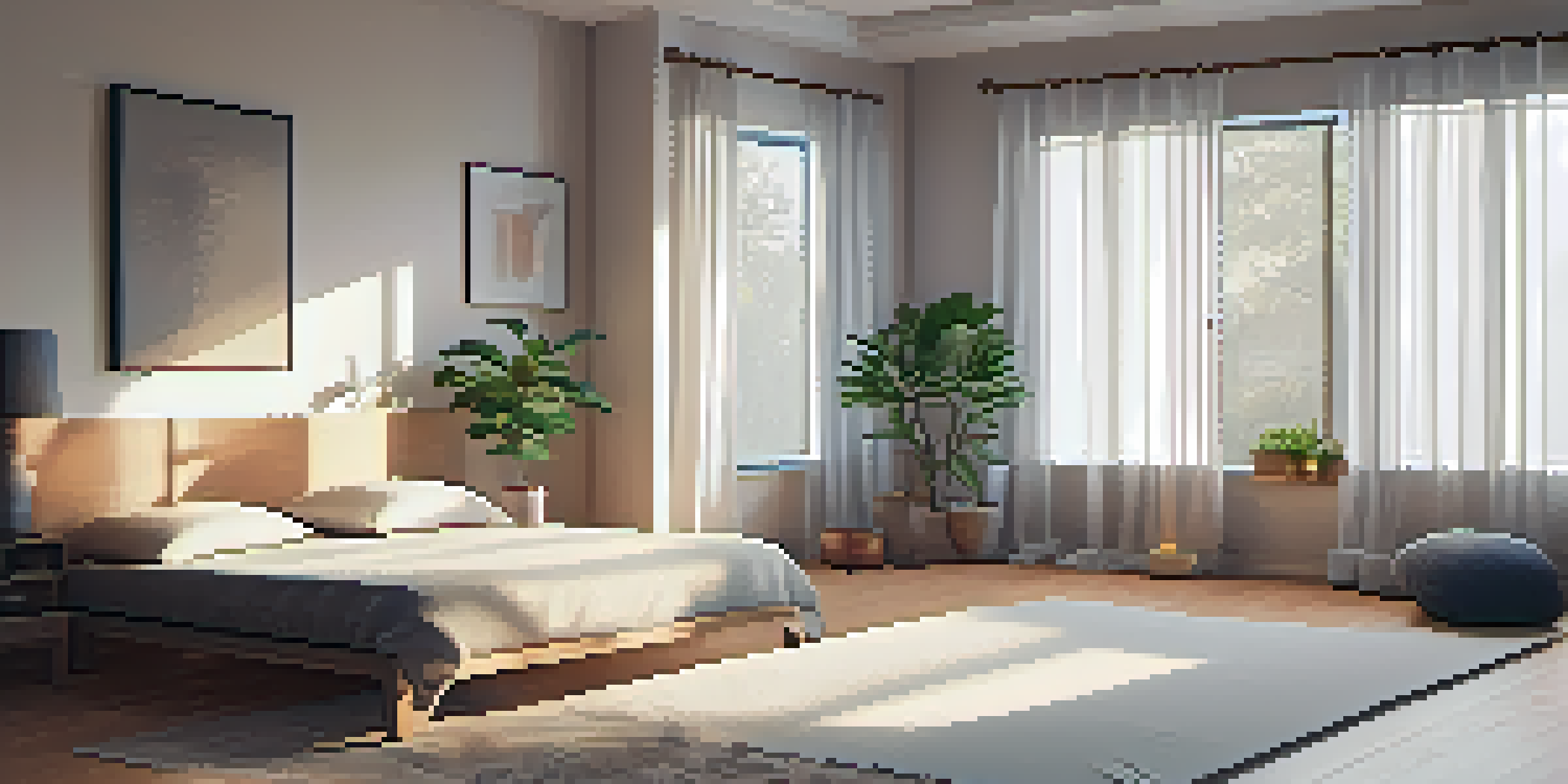 A calming indoor yoga space with a comfortable mat, pillows, and soft lighting, perfect for Yoga Nidra practice.