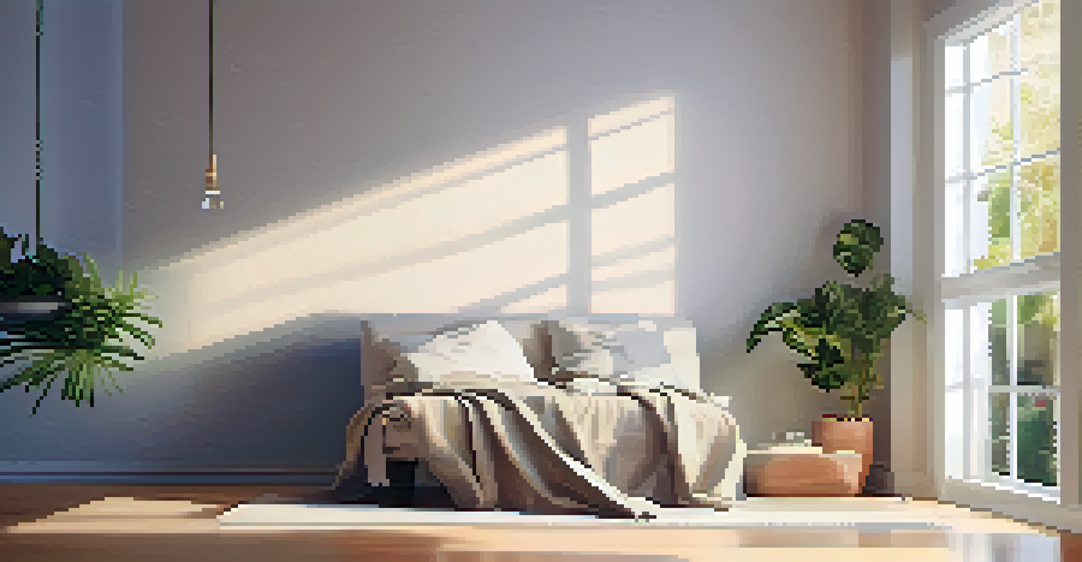 A practitioner in Legs-Up-The-Wall Pose in a tranquil, softly lit room with calming decor.