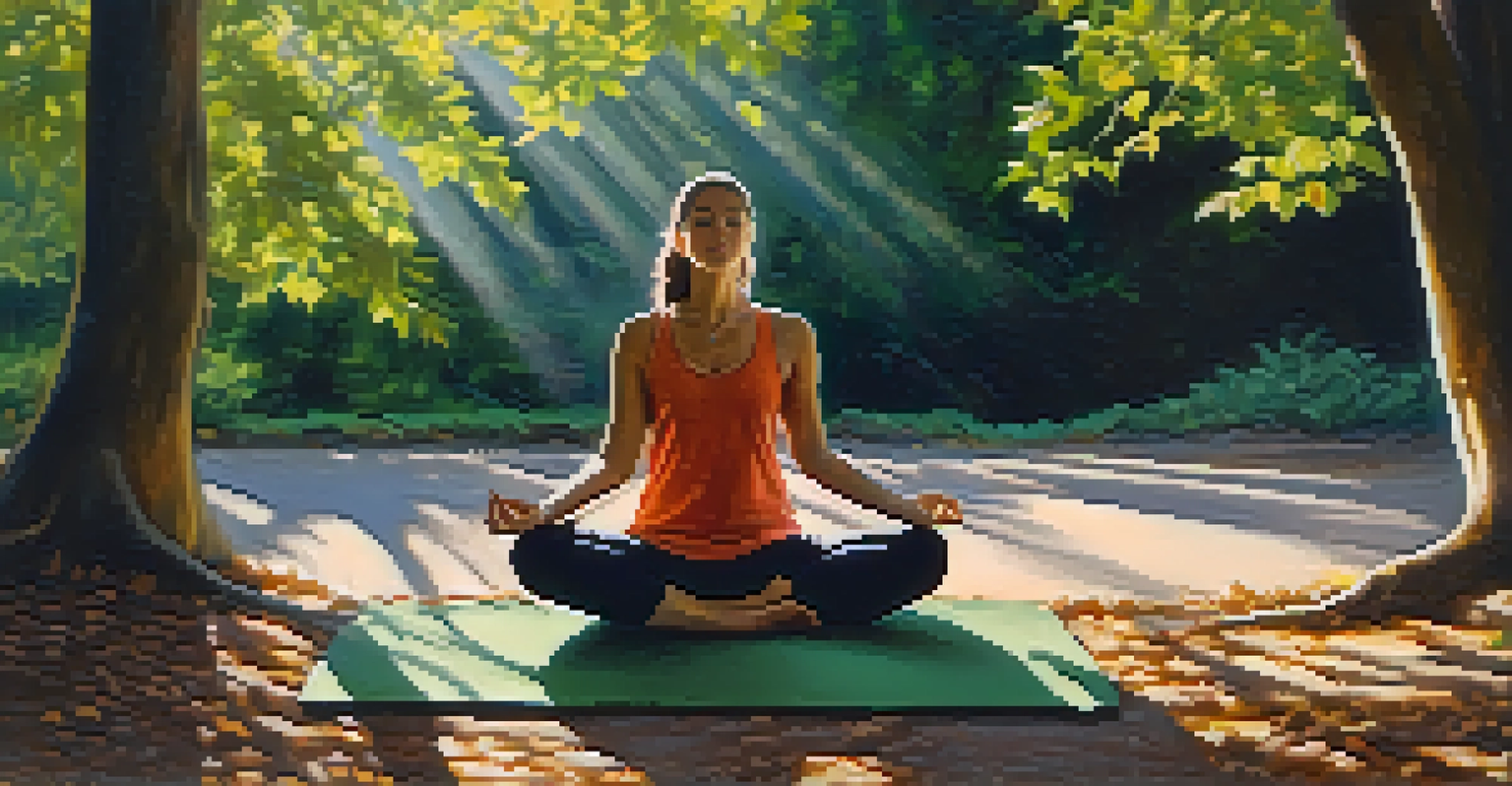 A person practicing pranayama in a peaceful outdoor setting, surrounded by nature and sunlight.
