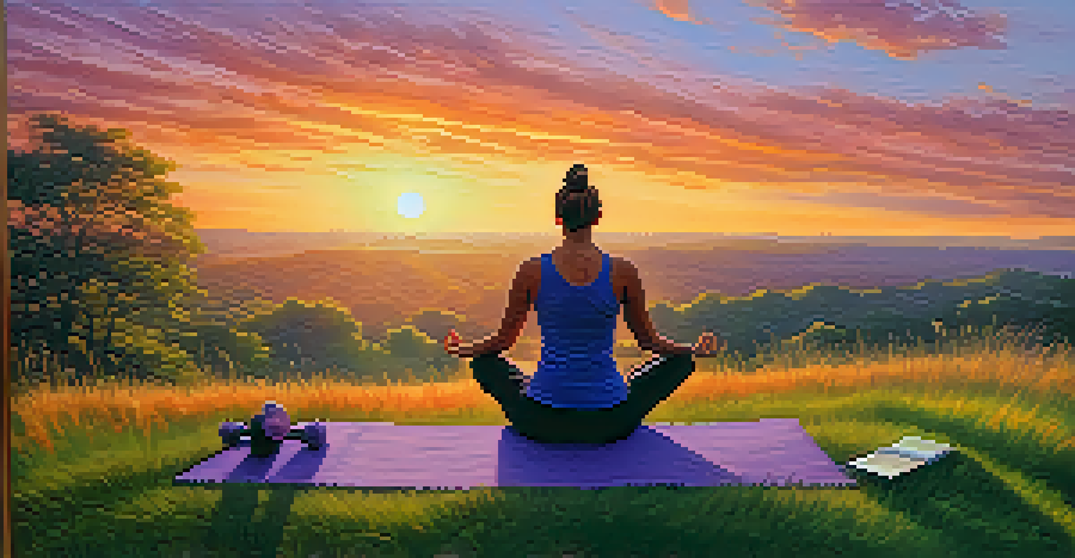 Two individuals practicing the 'Partner Forward Fold' yoga pose outdoors at sunset, surrounded by vibrant colors in the sky.
