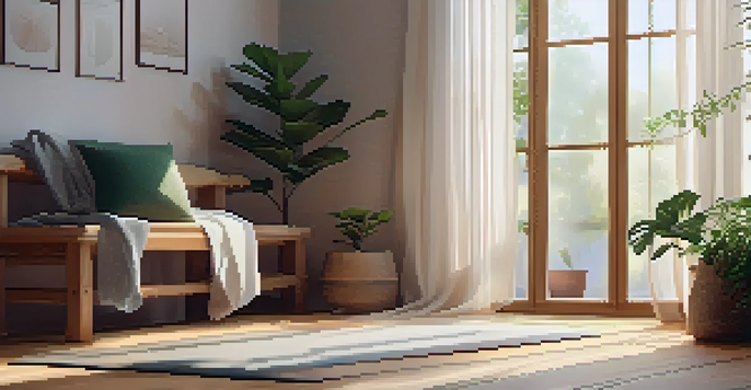 A peaceful indoor Yin Yoga space with a mat, soft natural lighting, and yoga props set up for practice.
