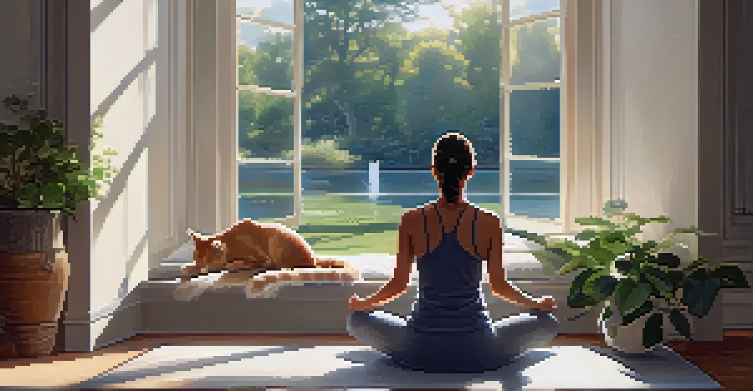 A person performing the Cat-Cow pose in a bright, peaceful room.