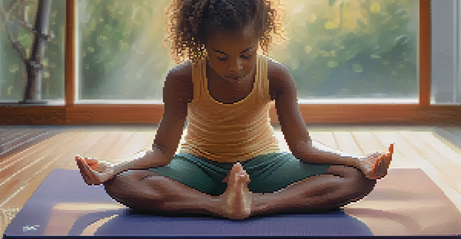 A person in Child's Pose on a yoga mat, showcasing relaxation and mindfulness.