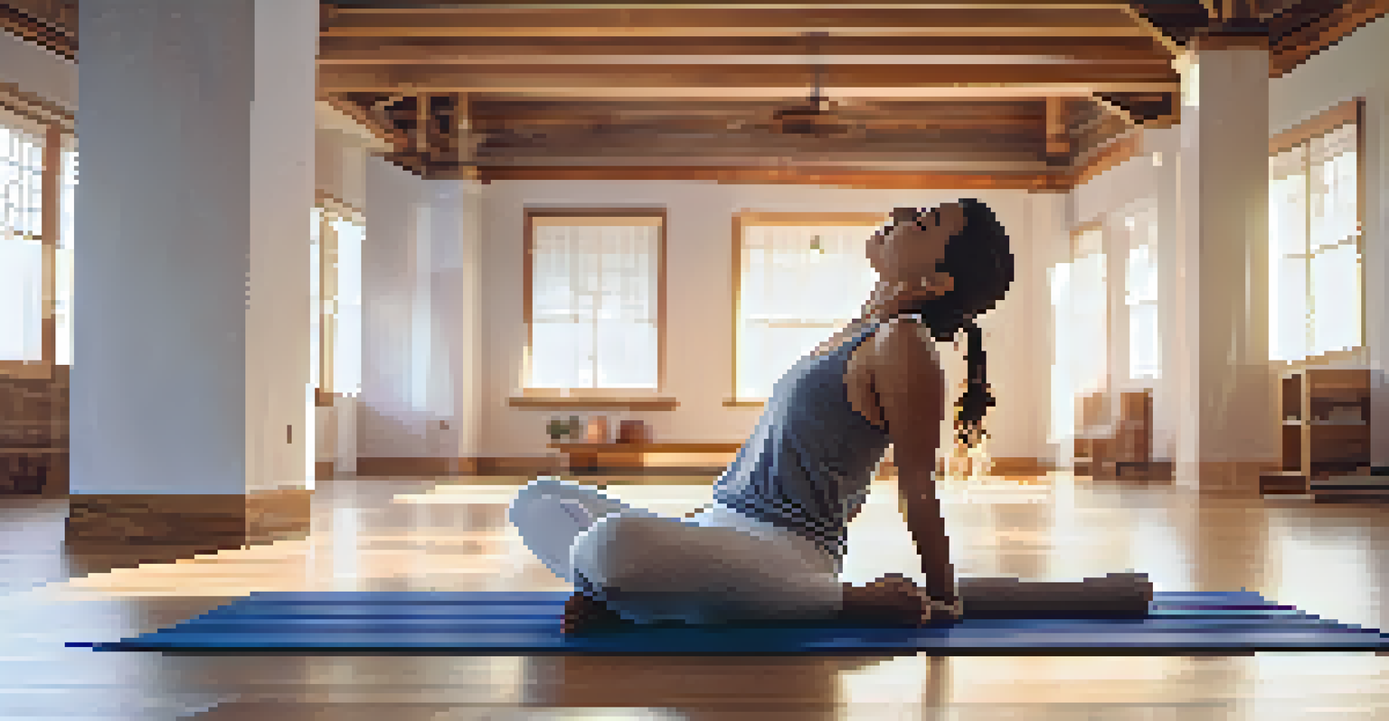A yoga practitioner in Savasana, lying on a mat in a softly lit, serene environment.