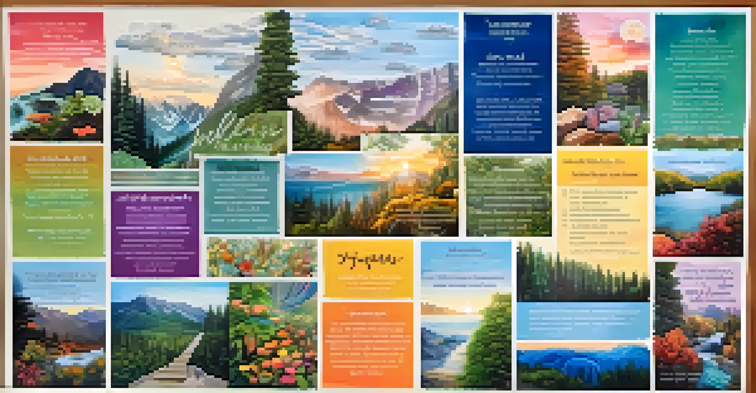 A colorful vision board showcasing images and words that inspire mindfulness and personal growth.