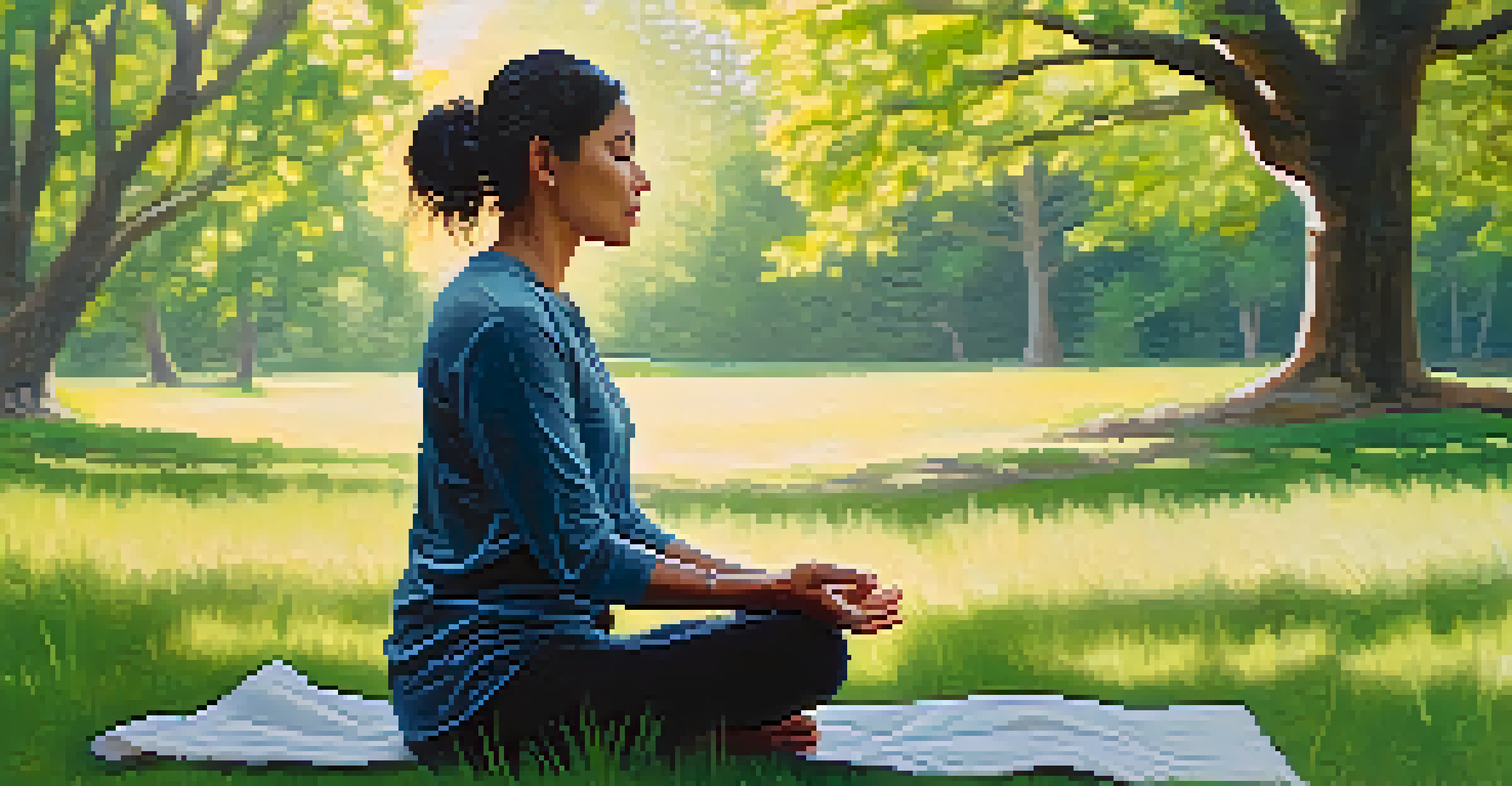 A person practicing breathwork outdoors, sitting cross-legged in a serene natural environment.